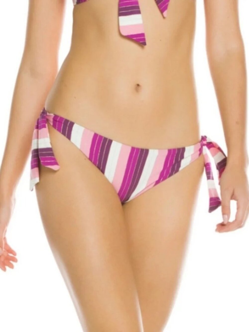 Agua Bendita Tie Waist Bikini Mila Wisteria Stripes Purple/ Gold Size Large